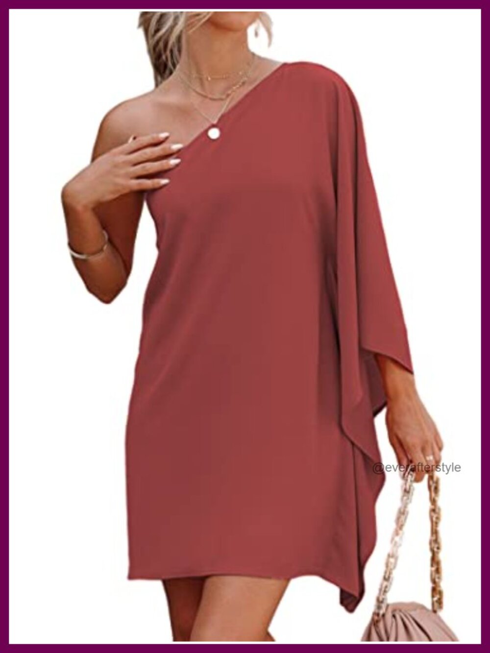 One Shoulder Ruffle Batwing Sleeve Mini Party Dress